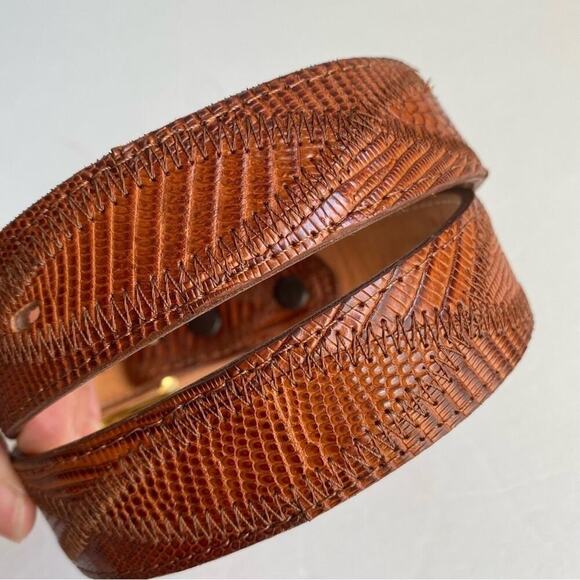 Vintage‎ Justin Lizard Leather Belt Brown Reptile Western Unisex Mens Womens 28 main image 5